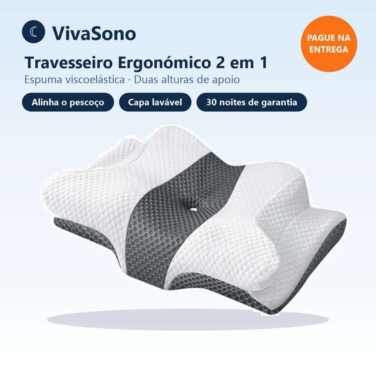 Travesseiro Ergonómico VivaSono 2 em 1