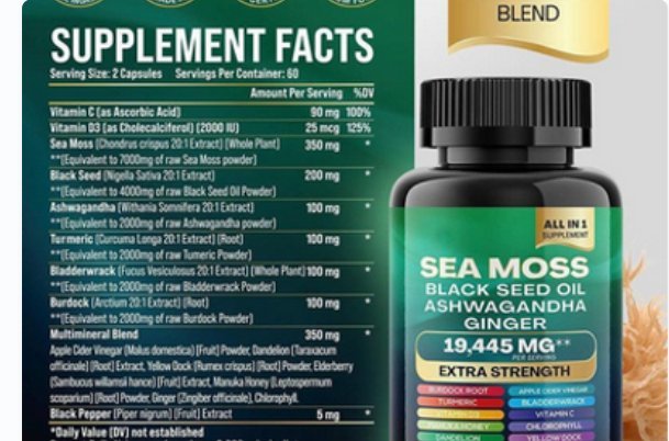 Viva Dia: Sea Moss 8 em 1, 60 cápsulas
